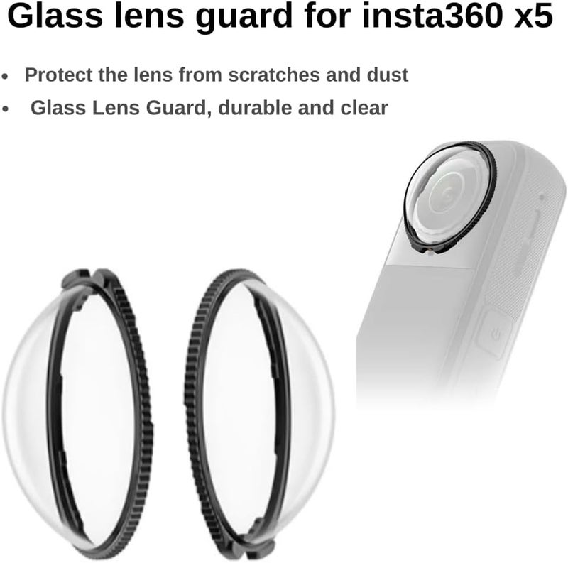 Fotoleey Lens Guard for Insta360 X5 with Tempered Screen Protector 2 Pack and Silicone Lens Cap - Image 4